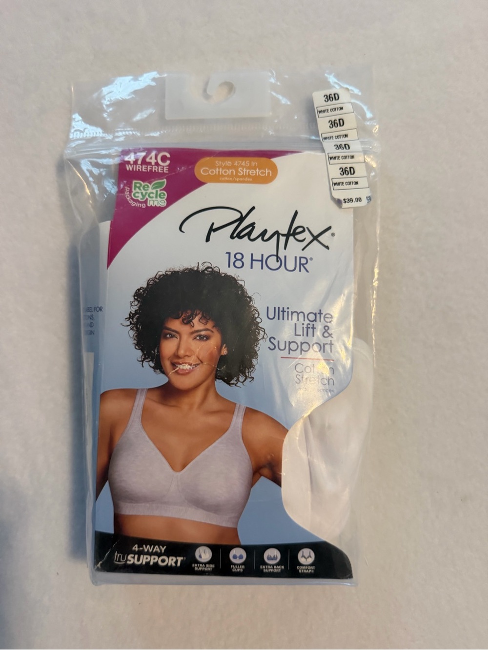 Playtex 18 Hour Ultimate Lift & Support Wireless Bra - White